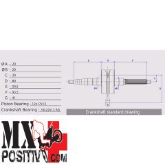 ALBERO MOTORE STANDARD CORSA E SPINOTTO Ø 12 MM COME ORIGINALE PIAGGIO NRG 50 MC3 AIR 2001-2002 ATHENA 068914